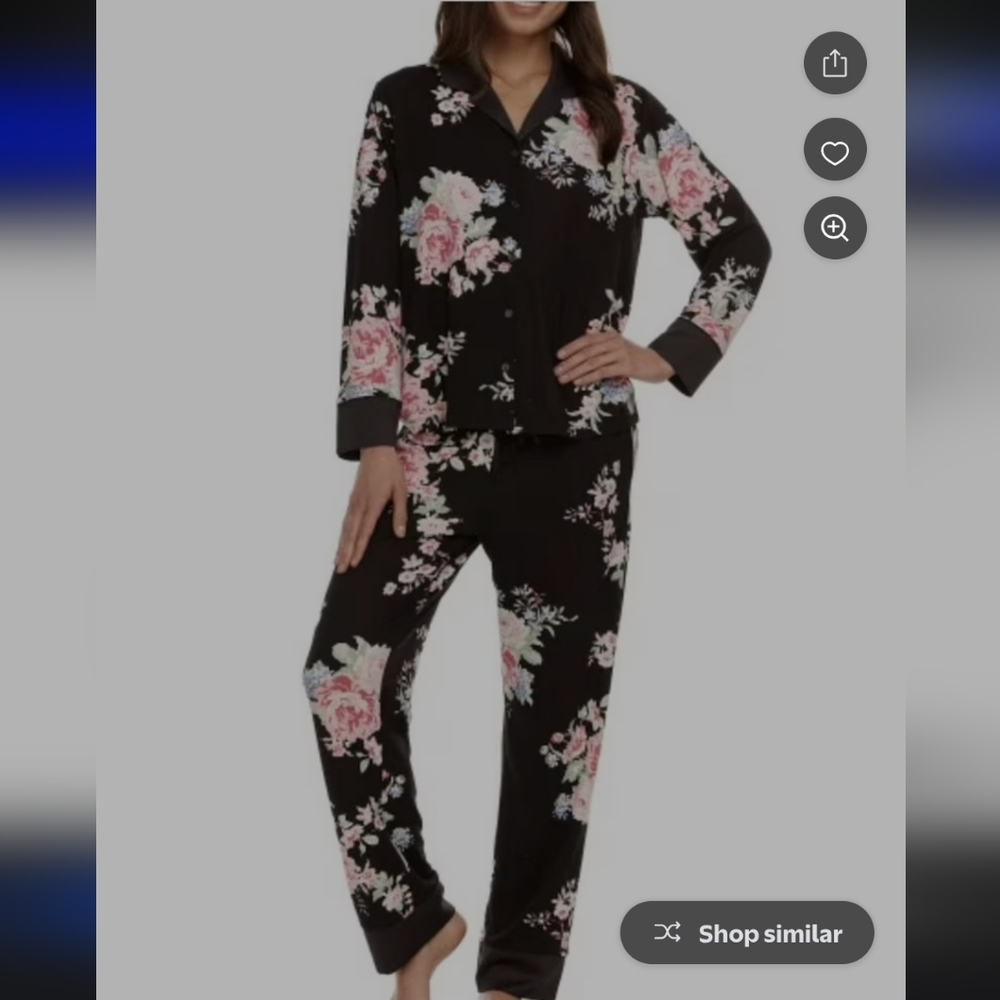 Flora Nikrooz Womens Set Super Soft Satin Trim Pj's Sleep Loungwear Sz. L - Picture 2 of 11